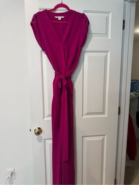 Diane Von Furstenberg Fuchsia Wrap Jumpsuit